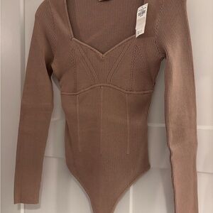 Abercrombie & Fitch Brown Ribbed Bodysuit